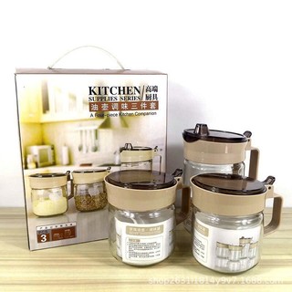 Combo 3 lo đựng gia vị bằng thuỷ tinh cao cấp