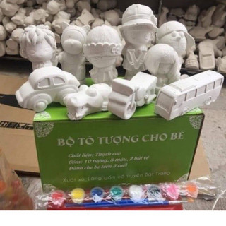 Bộ tô tượng cho bé kèm bút,màu tô,bộ 10 tượng các hình hai