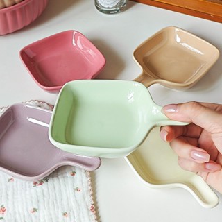 (HOT) Chén đĩa sứ vuông tay cầm gia vị, dĩa đựng bánh kẹo, trái cây, đồ ăn kèm