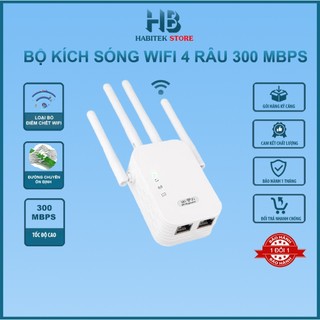 Kích sóng wifi 4 râu Habitek tốc độ 300Mbps hút wifi phát xuyên tường, kết nối xa sóng mạnh - KS01