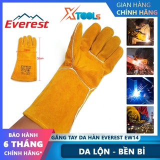 Găng tay hàn Everest EW14 bao tay da bò hàn điện chống cháy chịu nhiệt/tia lửa văng bắn lớp lót chống hầm bí