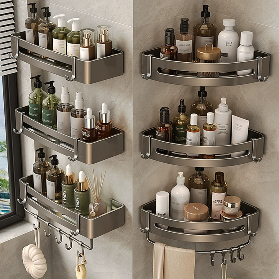 Kệ góc phòng tắm, kệ nhà bếp Inox 304 AnShin chống gỉ sét  - có thể bắt vít hoặc dán keo có sẵn