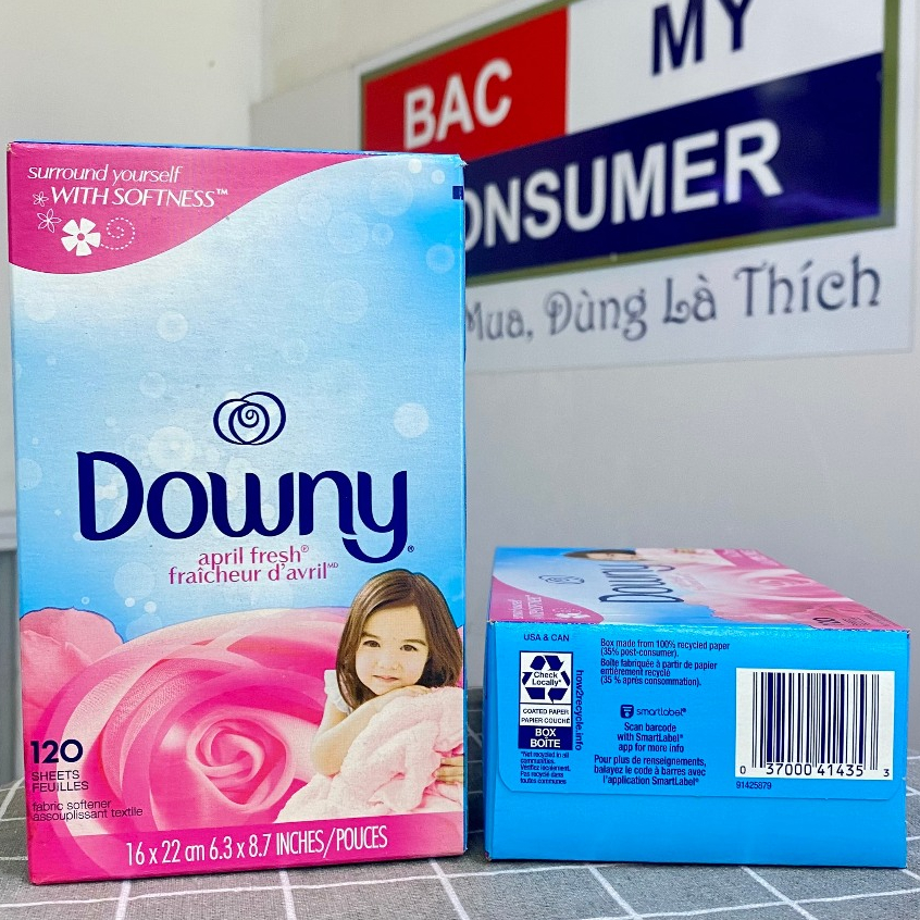 Giấy thơm làm mềm vải Downy April Fresh Fabric Softener Dryer Sheets hộp 120 tờ