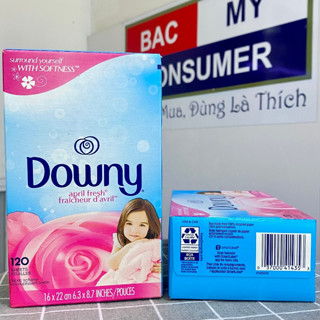 Giấy thơm làm mềm vải Downy April Fresh Fabric Softener Dryer Sheets hộp 120 tờ