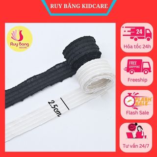 Ruy băng voan KIDCARE RB2451/ruy băng buộc nơ/ ruy băng voan kẻ nổi 2,5cm dùng làm nơ kẹp tóc, nơ trang trí...