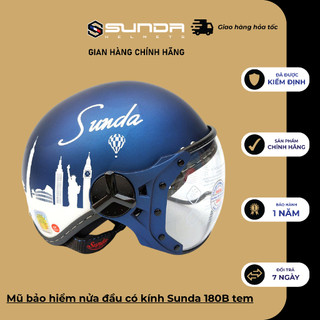 Mũ bảo hiểm nửa đầu có kính Sunda 180B tem