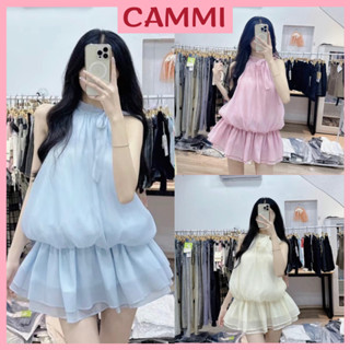 [TẶNG QUẦN] Váy Yếm Kiểu Nữ Dáng Bí Nhún Eo Chun Bồng Xoè Hở Lưng 2 lớp phù hợp Đi Biển HB909