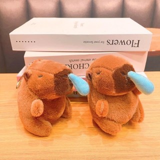 Đồ chơi thú nhồi bông móc khóa balo capybara chảy mũi rút mũi ví tiền chuột lang đáng yêu cho bé