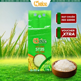 Gạo lúa tôm st25 5rice - túi 3kg - gạo thượng hạng thơm dẻo, đậm vị chính hãng 5rice