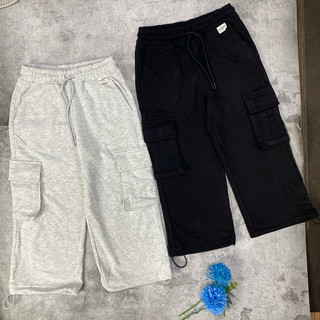 (SPC) Quần dài bé trai TDUN Q058 túi hộp chất da cá hai màu đen ghi size 2/4-8/10y 13-33kg