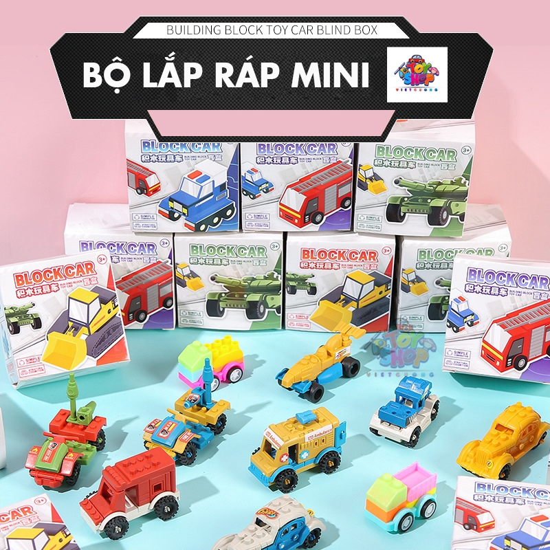 Bộ lắp ráp xe, lắp ráp khủng long mini cho bé tự lắp ráp