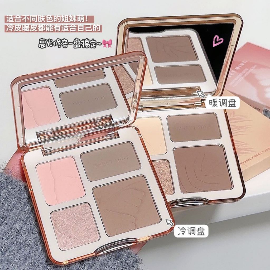 Bảng Phấn Bắt Sáng SWEET MINT Tạo Khối 3D 4 Màu Tự Nhiên Có Gương | BigBuy360 - bigbuy360.vn