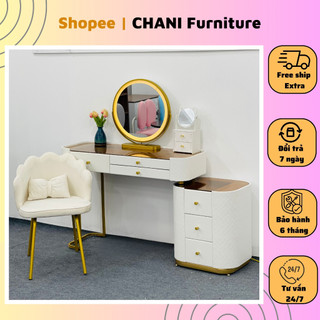 Bàn trang điểm bàn phấn nhập khẩu mặt kính hiện đại cao cấp đủ bộ có gương và ghế - Mã TN17 