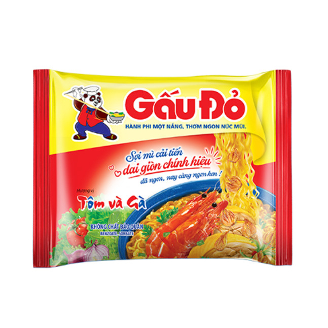 COMBO 10 Gói Mì Gấu Đỏ tôm và gà /  Gà Sợi Phở gói 63g