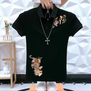 Áo polo nam thêu họa tiết chất cotton co giãn 4 chiều mềm mát sang trọng độc đáo H87
