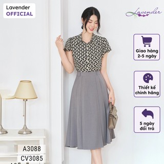 Áo sơ mi công sở nữ LAVENDER họa tiết vằn cổ đức tay bèo mềm mại A3088