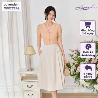 Áo sơ mi công sở nữ LAVENDER màu cam cổ bẻ dáng vạt tròn A3099