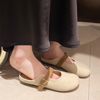  Sục nữ mũi tròn quai ngang khoá vuông màu nâu nổi bật cá tính tiện lợi đi êm chân phong cách Hàn quốc nhẹ nhàng -Mã SU13 