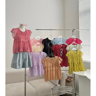 Áo tơ cánh tiên nhún babydoll xinh xắn (ẢNH SẢN PHẨM CHỤP THẬT)