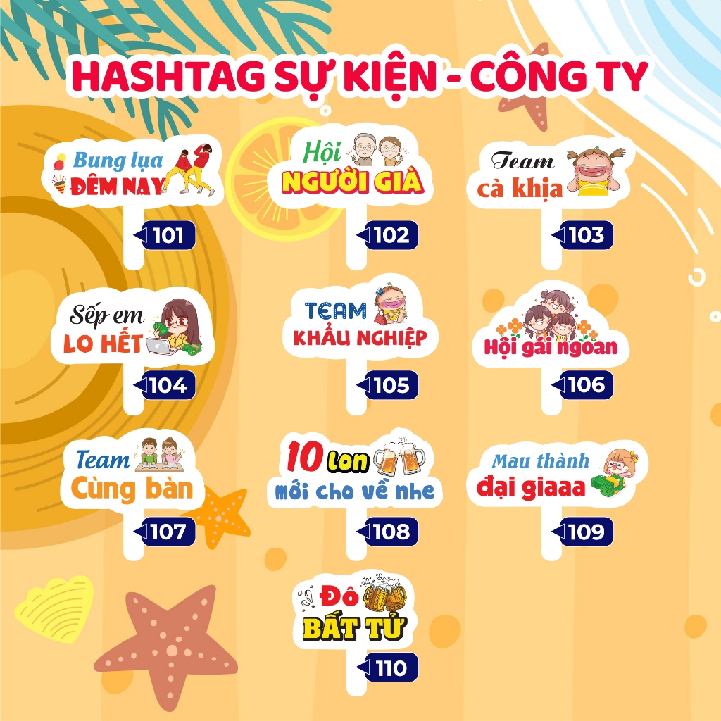 Bảng hashtag cầm tay chụp ảnh CÔNG TY, SỰ KIỆN (MS 101 - 140)