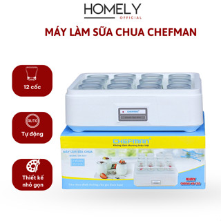 Máy làm sữa chua Chefman CM-321T 12 cốc thủy tinh có khay chống vỡ cốc, nồi ủ sữa chua làm yaourt