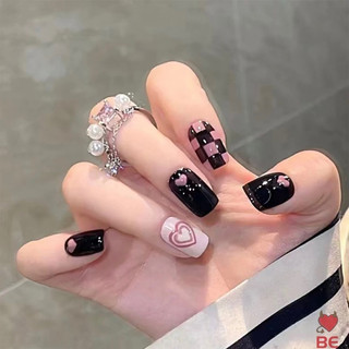 Nailbox thiết kế hồng mix đen caro - a32
