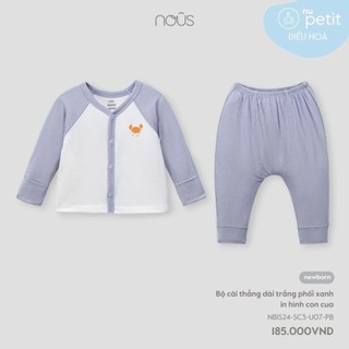 [Nous Official] Newborn Bộ quần áo sơ sinh dài tay cài thẳng dài phối họa tiết cho bé trai bé gái 0 -3 tháng tuổi