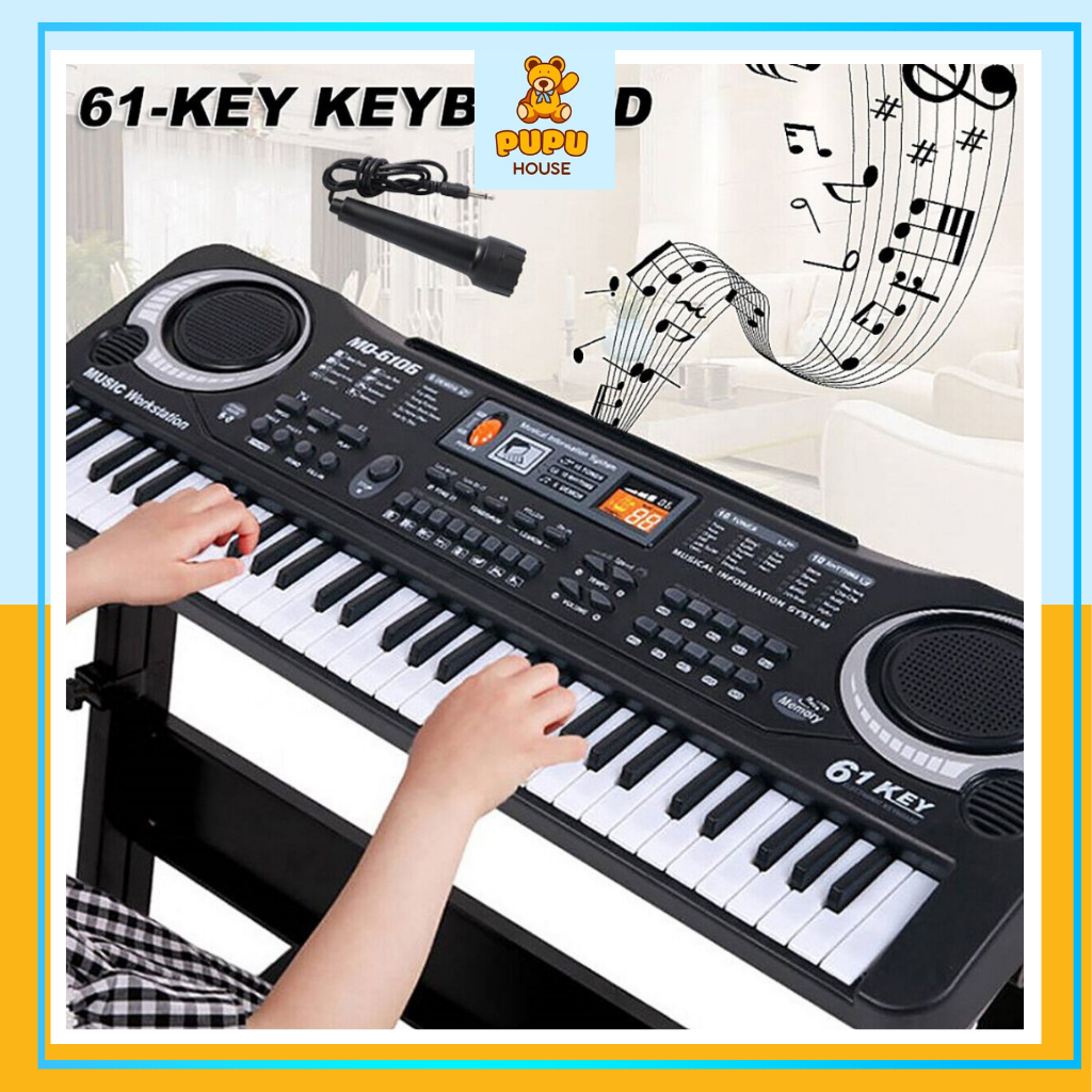 Đàn Piano Cho Bé Đàn Organ Đàn Piano 61 Phím Đàn Organ 61 Phím Đàn 61 Phím Cho Bé Kèm Micro + Dây Cá
