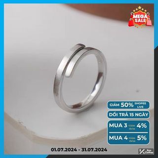 Nhẫn nam nữ tròn Kuu Clothes màu bạc thời trang chất Titan đẹp đơn giản không gỉ - San Ring