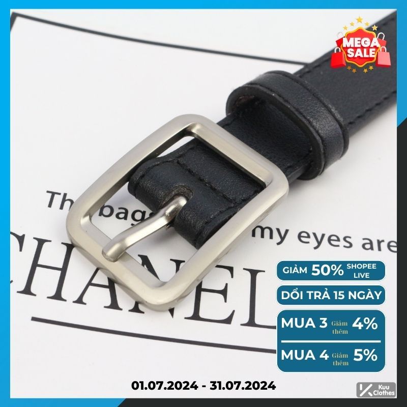 Thắt lưng da nam bản nhỏ BL Belt mặt vuông thời trang Hàn Quốc Kuu Clothes - BL Belt