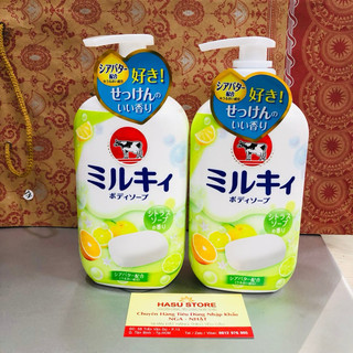 Sữa tắm Milky Body Soap, sữa tắm hương hoa, hương chanh và hương sữa Nhật Bản 550ml mẫu mới