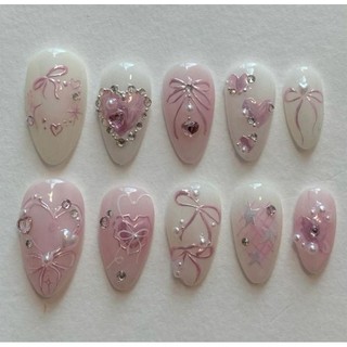Móng giả_nail box móng thiết kế nơ hồng