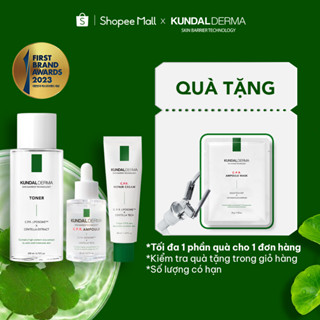 Bộ Toner 200ml + Ampoule 30ml + Kem dưỡng ẩm Repair Cream 50ml phục hồi làm dịu da KUNDAL DERMA