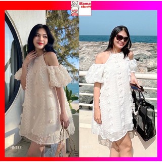 Váy yếm nữ trễ vai tay bồng.Váy Bầu Váy Bigsize Thiết Kế Mùa Hè Đi Chơi Đi Tiệc HN537 Mama Store99