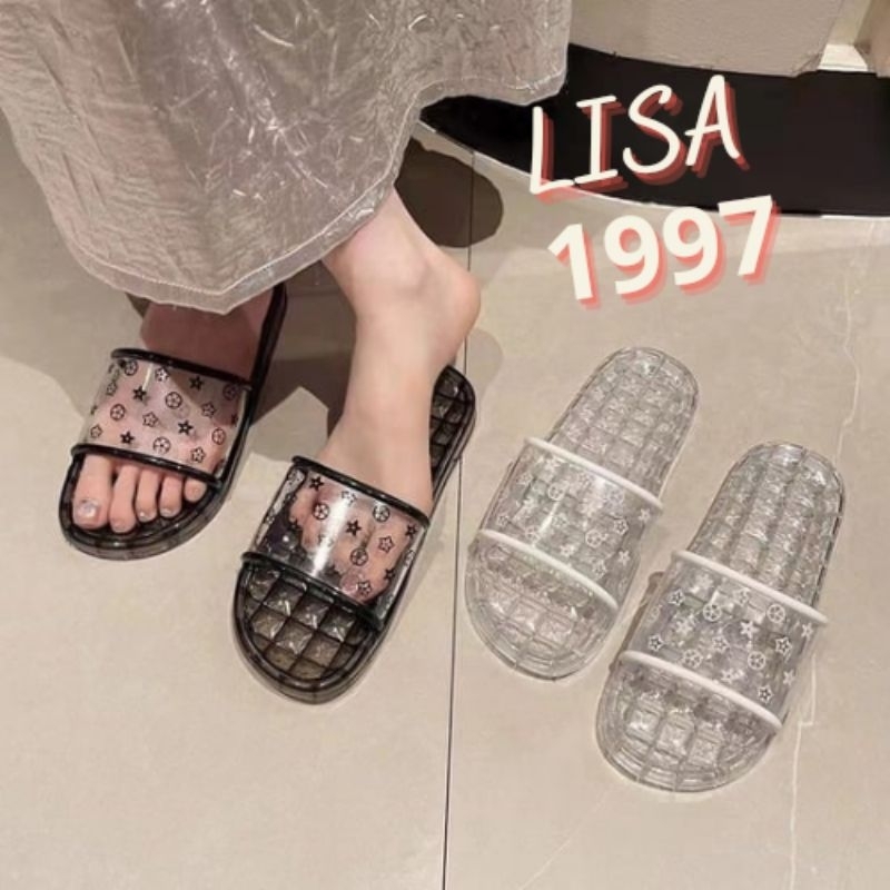  Dép nhựa quai pha lê trong suốt đi trong nhà hoạ tiết mặt trăng ngôi sao 2 màu siêu hót 