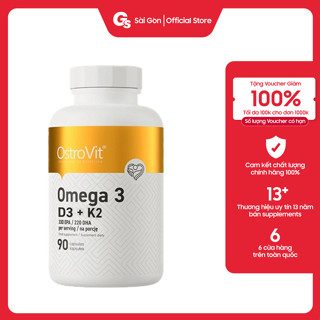 Viên uống Ostrovit Omega 3 D3 + K2 Plus Vitamin E (90 viên) giúp cải thiện trí não, xương khớp