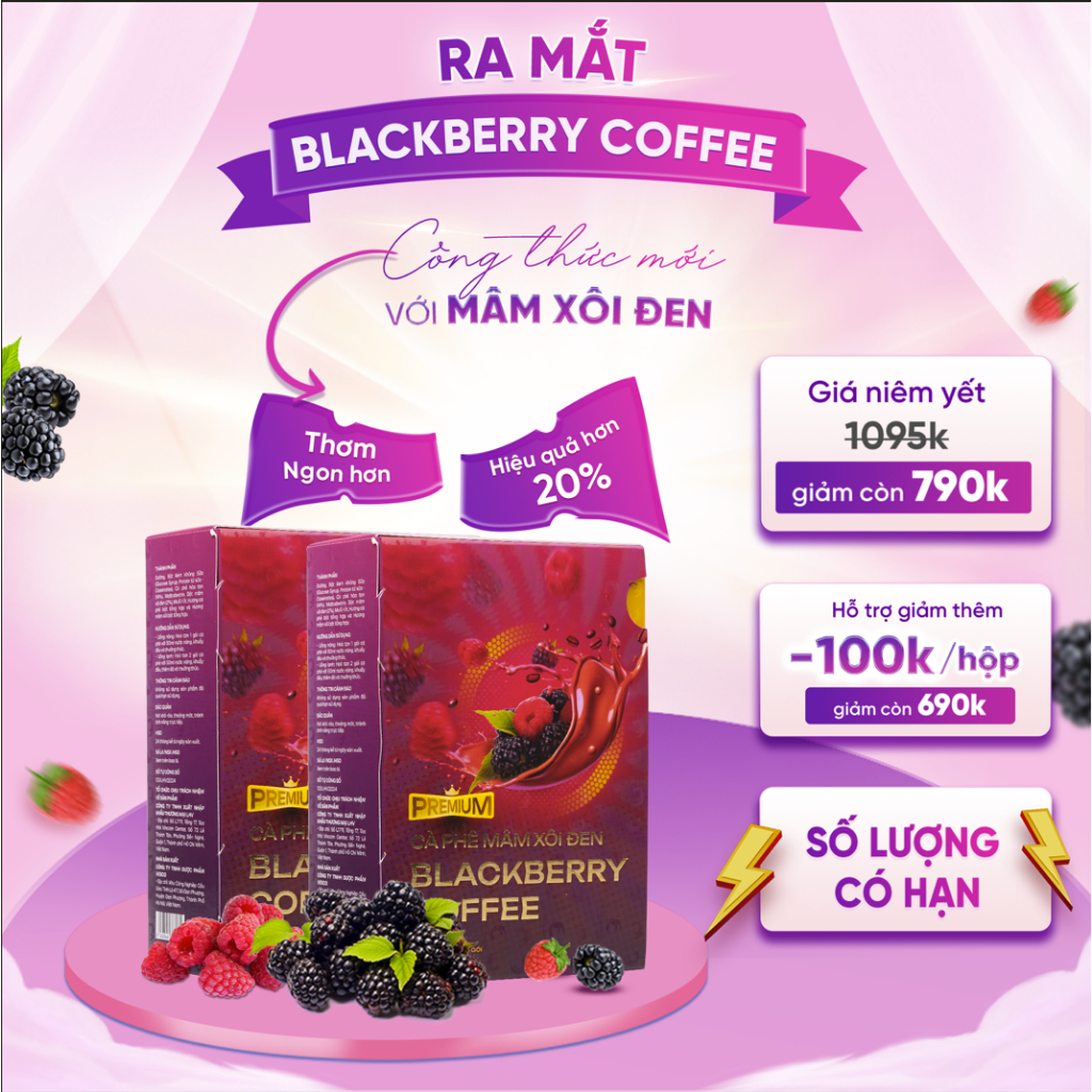 Cà Phê Giảm Cân Mâm Xôi Đen Raspberry Chính Hãng Max Eagle Mẫu Mới Hiệu Quả Cao Hơn Loại Cũ Đến 20%