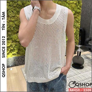 Áo ba lỗ lưới len nam sexy qshop ab459