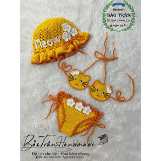 Bikini len handmade Mèo cho bé gái