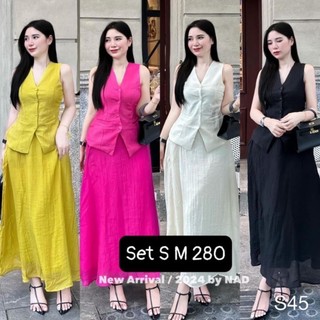 Set chân váy tơ nhăn 2 lớp áo sn - hàng qc cao cấp