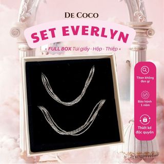 Bộ trang sức vòng cổ và vòng tay De Coco Evelyn dây layer 4 lớp
