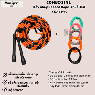  COMBO 2in1 - Dây nhảy Beaded Rope chuỗi hạt + Dây PVC 6mm ,Dây nhảy thể thao cardio thể lực skill khó 
