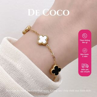 Vòng tay nữ De Coco Cỏ 4 lá 5 charm may mắn