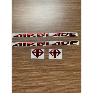 Bộ tem và Logo Air Blade mạ crom 3D màu đỏ_Decal