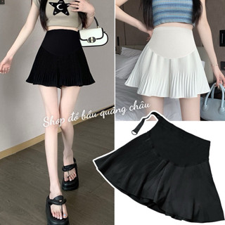 Quần đùi bầu, quần bầu xinh zả váy xếp li có kèm lót trong