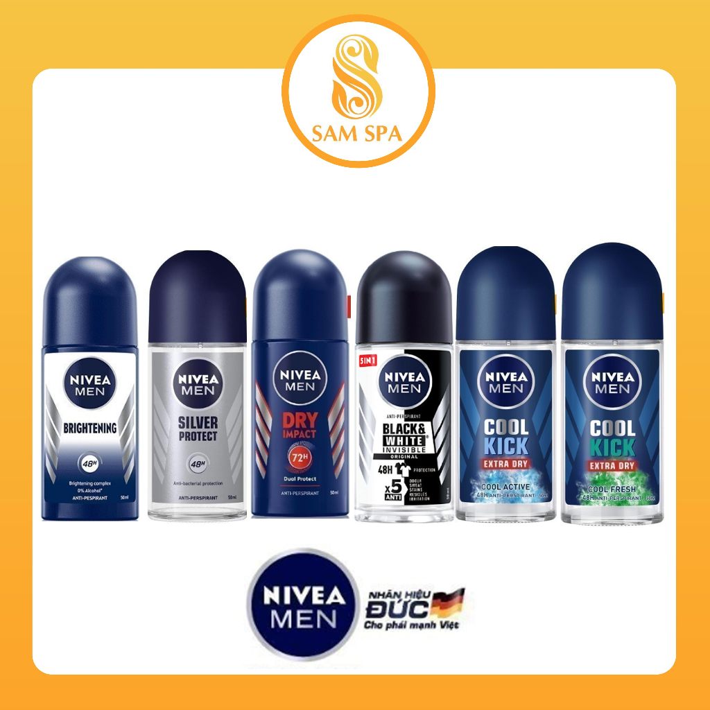 Lăn Ngăn Mùi NIVEA MEN Khô Thoáng | Ngăn ố áo | Mát Lạnh | Kháng khuẩn 50ml