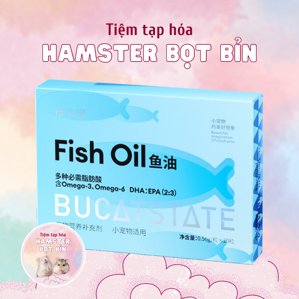 Dầu cá Bucatstate dầu cá cho hamster, thú nhỏ hỗ trợ dưỡng lông, cải thiện sức khỏe