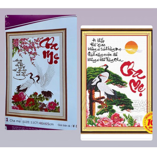 Tranh thêu chữ thập cha mẹ kt 46x65 cm chưa thêu