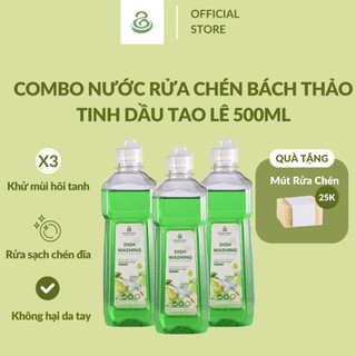 COMBO Chai Nước Rửa Chén Bát 500ML (nắp trắng) Hương Táo Lê, Bách Thảo Xanh, Mãn Đường Bảo Dụ - Không Hại Da Ta