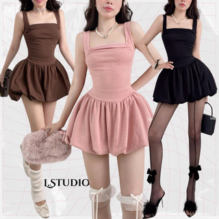 SULIN - Đầm bí cổ U nhúng ngực form ôm body siêu tôn dáng. Chất thun gân dày dặn phồng tròn